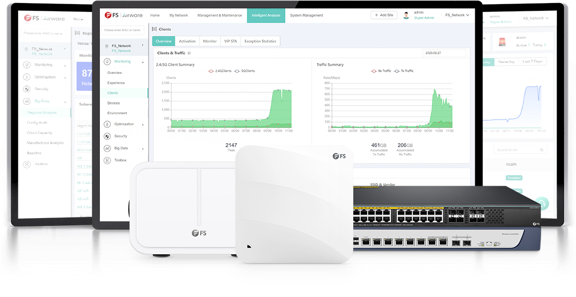 Un punto de acceso WiFi exterior montado en la chimenea. Una