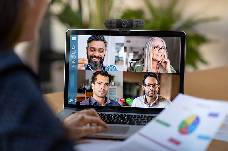 Webcam pour vidéoconférence. Travailler à domicile